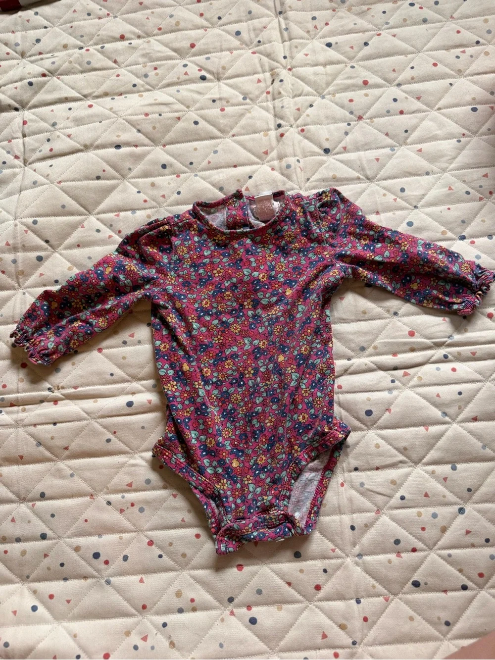 Chaps Floral Long-Sleeve Baby One-Piece Bodysuit 6m
